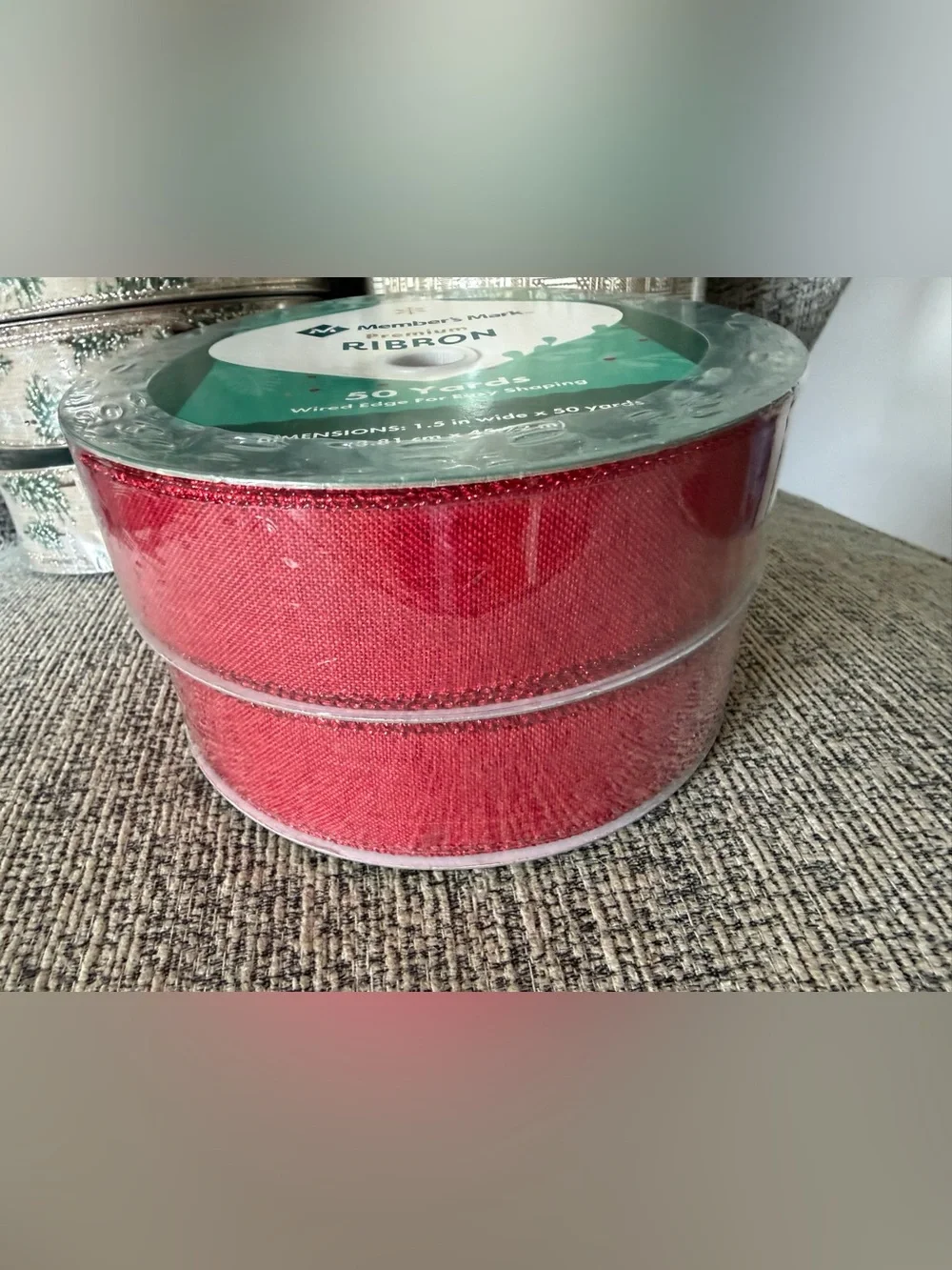 Holiday Red Decorative Ribbon - 2 Rolls